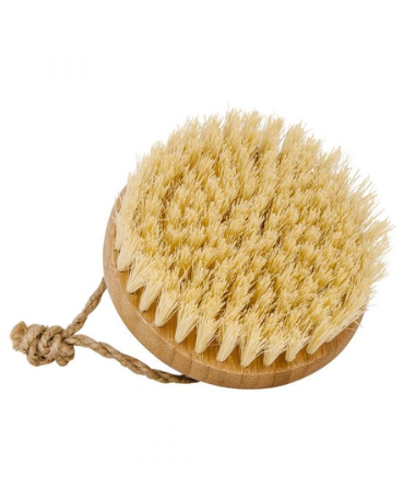 Brosse de massage ronde en bambou et poil de coco