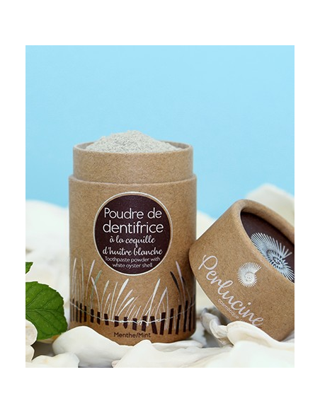 Poudre de dentifrice à la coquille d'huitre blanche