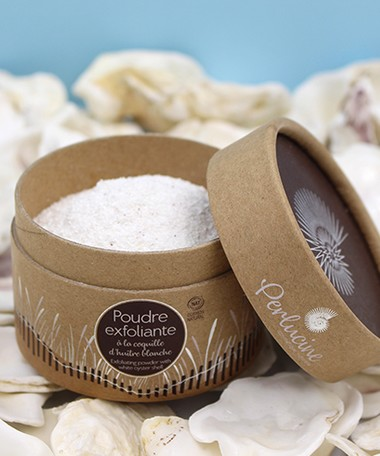 Poudre exfoliante à la coquille d'huître blanche