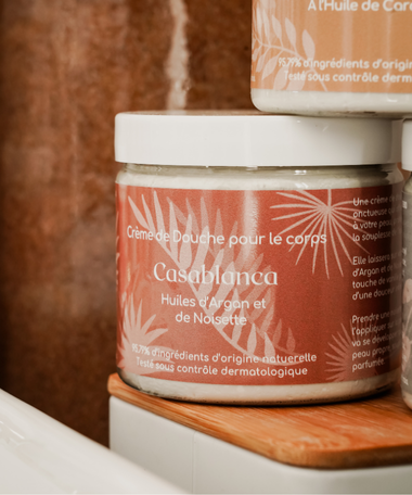 crème de douche en gros plan